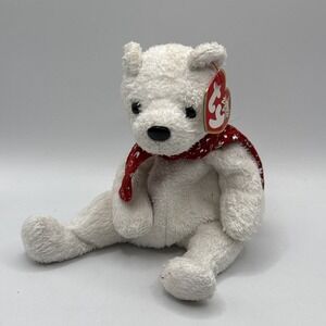 TY HOLIDAY Vintage 2000 Original Beanie Baby White Hologram Pellets Plush